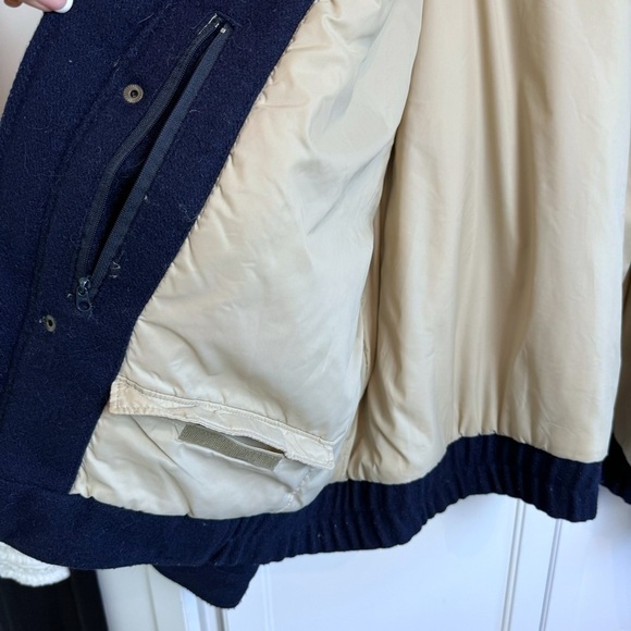 Woolrich Vintage Men’s Wool Navy Blue Bomber Jacket XLarge Warm Winter Coat - Picture 8 of 16